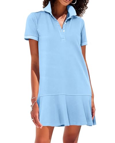 Amazon.com: YEXPINE Polo Dress for Women Short Sleeve Ruffle